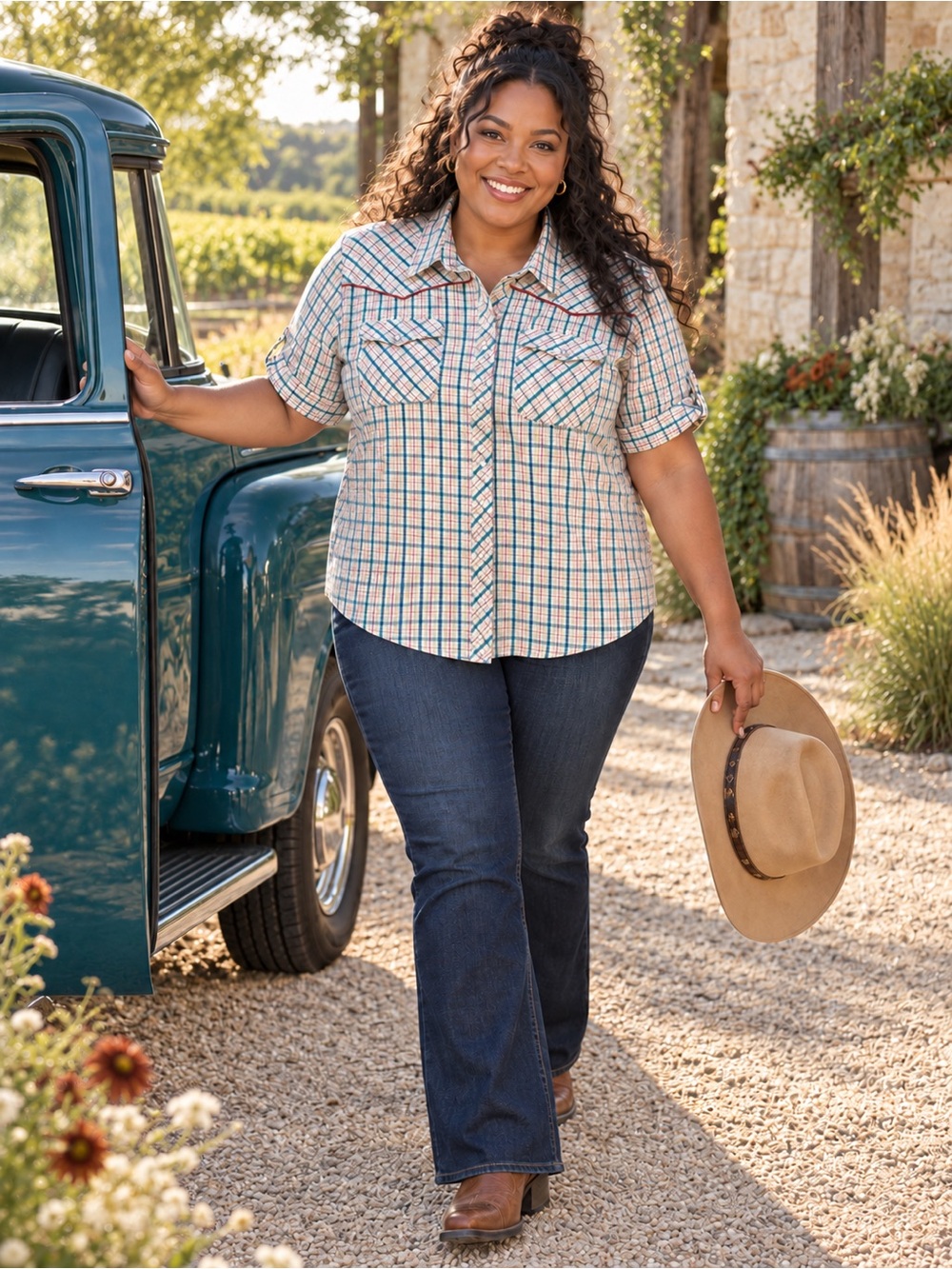 Bit & Bridle Women’s 2X Plaid Western Shirt